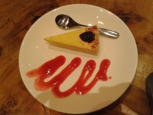 Mango and pineapple raw cheesecake at Vantra Vitao in London
