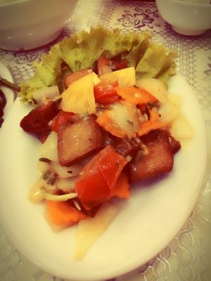 sweet and sour mock meat at Loving Hut - Chua Lang in Hanoi