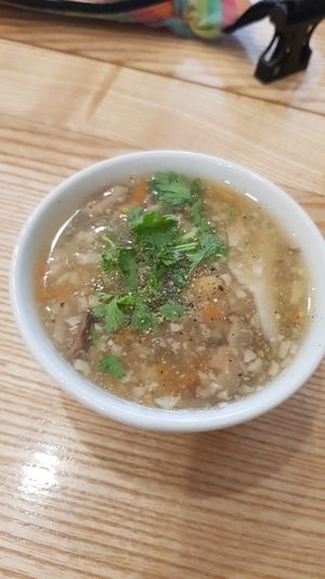 Chicken and corn soup at Loving Hut - Chua Lang in Hanoi