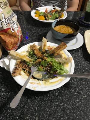 Tempe salad, soup lentils and green pumpkin salad is so nice at Natural Efe Macrobiotic World in Phuket