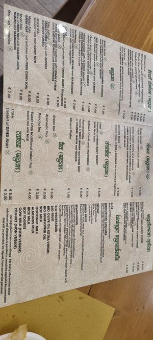 English menu 1 at Vega Food in Rome