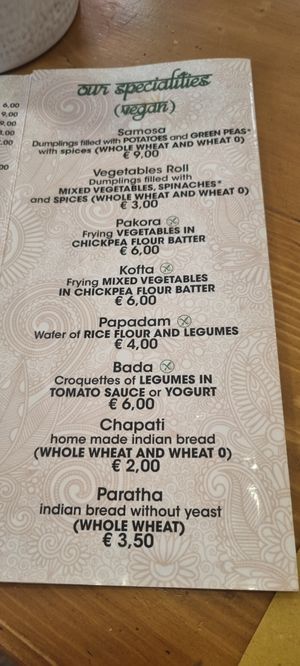 English menu 2 at Vega Food in Rome