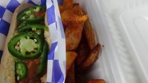 Gun slinger and fries at Delia's in Atlanta