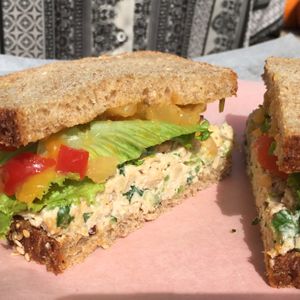 Un-chicken salad sandwich.  at Durham Co-op Market in Durham