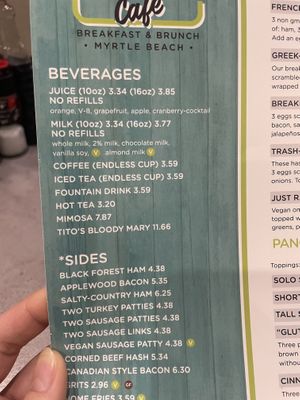 Drinks at Hot Stacks Cafe in Myrtle Beach