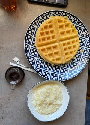 Waffle and grits   at Hot Stacks Cafe in Myrtle Beach