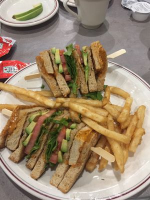 Chipotle chickn club with fries at Hot Stacks Cafe in Myrtle Beach