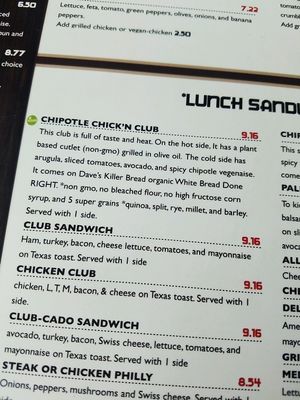 Clearly labeled menu at Hot Stacks Cafe in Myrtle Beach