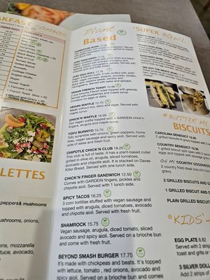 Menu section at Hot Stacks Cafe in Myrtle Beach