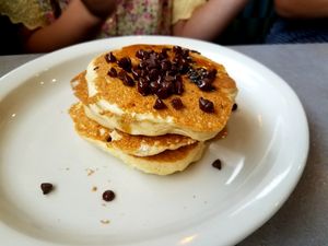 Silver dollar chocolate chip pancakes (from kids menu) at Hot Stacks Cafe in Myrtle Beach