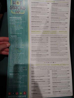Menu at Hot Stacks Cafe in Myrtle Beach