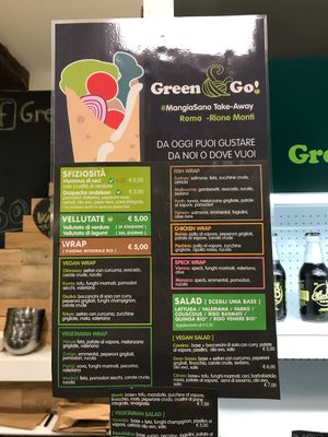 Menu at Green and Go in Rome