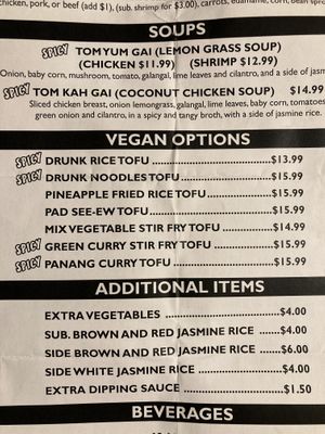 Vegan options at Lil Thai House in Longview