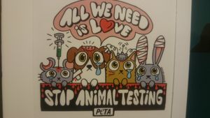 Sticker in toilets at Loving Hut Veganerie in Leuven