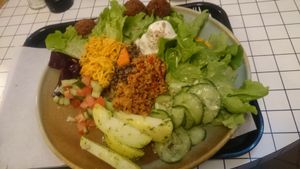 Falafel salad at Loving Hut Veganerie in Leuven