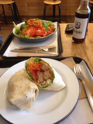 Sweet N Sour Chicky wrap at Loving Hut Veganerie in Leuven