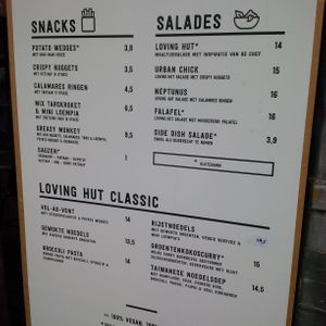 menu at Loving Hut Veganerie in Leuven