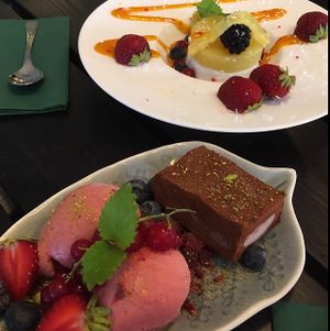 delicious chocolate truffle and tropical panna cottta at Sajvva in Malmo