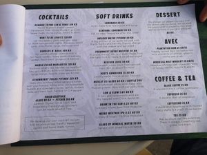 Menu at Sajvva in Malmo