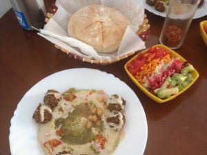 Falafel & Hummus with an excellent salad. at Dr. Falafel in Ohrid
