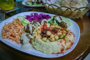 falafel+hummus plate at Dr. Falafel in Ohrid