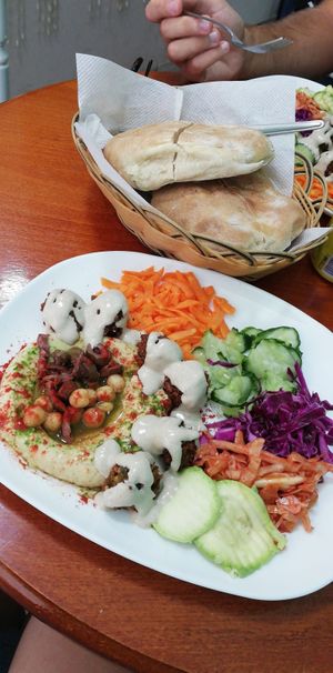 Vegan (!!!) falafel & hommus plate. So tasty! at Dr. Falafel in Ohrid