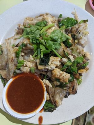 Best vegan oyster omelette, using tofu instead of egg. Genius! at Choo Zai Zhai 自在斋 - Circuit Rd in Central Singapore