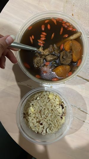 Soup option 2. Rice option 3 from the menu   at Jeun VirtueFarm in Central Singapore