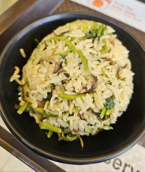 Watercress and Shiitake Mushroom Rice ~ 3/11/23 at Jeun VirtueFarm in Central Singapore