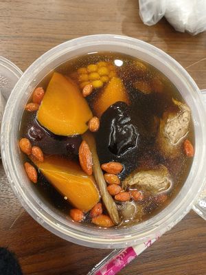 Herbal black fungus longan soup at Jeun VirtueFarm in Central Singapore