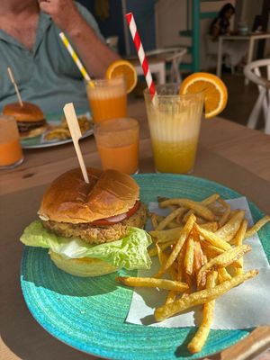 Vegan lintel burger and fries. October 2024    at Noviembre in Malaga