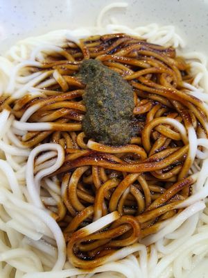 Dry noodle with Tuna sauce ~ 7/2/21 at Xuan Miao Veggie Food 炫妙 - PLQ Mall in Central Singapore