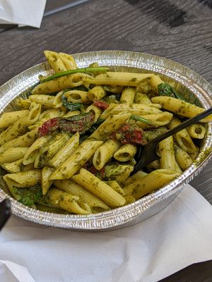 Pesto made vegan (no cream) at Twisted  Noodle Cafe in St George