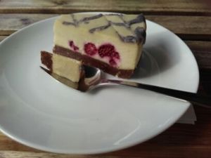 White chocolate + raspberry vegan pie at Nutrition Republic in Goodwood