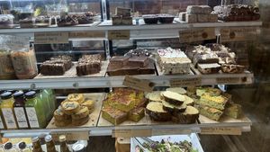 Display case includes both vegan and ovo-veg items  at Nutrition Republic in Goodwood