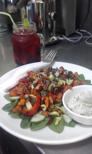 Amazing  salads with cashew  cream  cheese  at Healthy Harvest  in Cassowary Coast