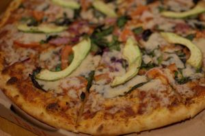 Guacamole Pizza (with vegan cheese) at Shemesh Pizza in Caulfield