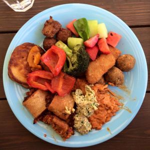 Samples of about 1/3 of the menu in an attempt to try it all, everything is vegan with plenty of choices suitable to non-vegans alike. at The Green Room in Gothenburg