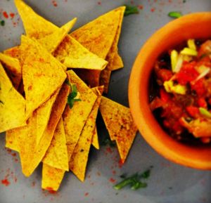 home baked nachos at Mama Tierra in Athens