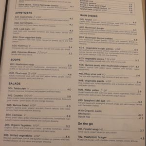 Menu april 2016 at Mama Tierra in Athens