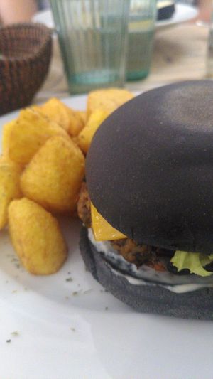 mushroom burger at Mama Tierra in Athens