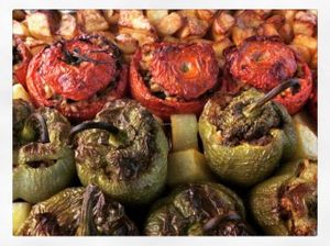 Vegan stuffed veggies at Mama Tierra in Athens