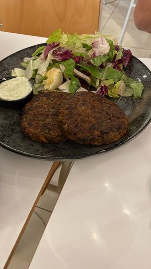 Mushroom patties  at Mama Tierra in Athens