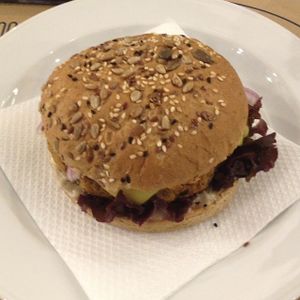 The mushroom burger  at Mama Tierra in Athens