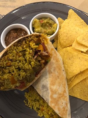 Tex mex burrito at Mama Tierra in Athens