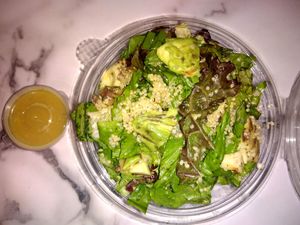 Quinoa salad - quinoa, avocado, pear, mixed greens + hearb&lime dressing at Mama Tierra in Athens