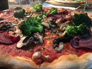 Vegan pizza  at The Herb Garden in Newcastle Upon Tyne