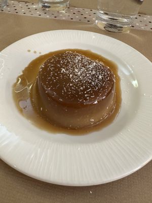 coconut flan  at La Retama in Zaragoza