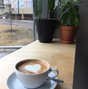 oat milk cappuccino  at Cargo Coffee and Kitchen in Helsinki
