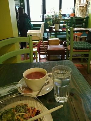 delitious vegetarian salad and soy cacao at Priroda i Drustvo in Rijeka